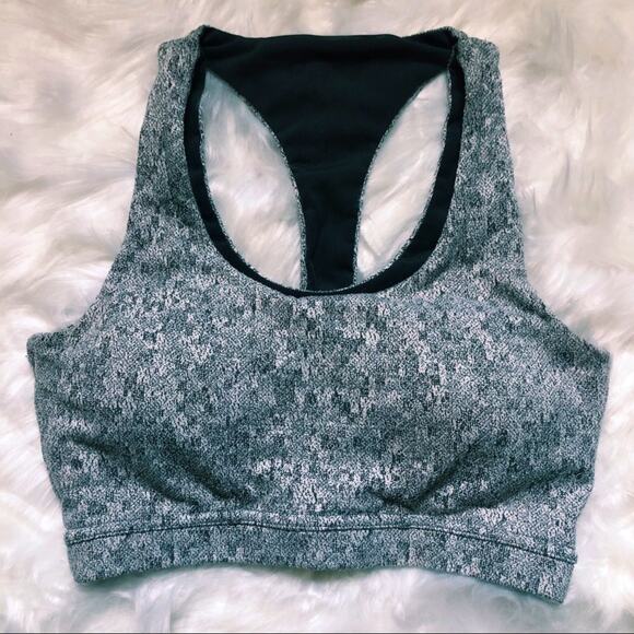 GYMSHARK FLEUR TEXTURE SPORTS BRA-CHARCOAL MARL-DISCONTINUED LIKE NEW! - Picture 1 of 6